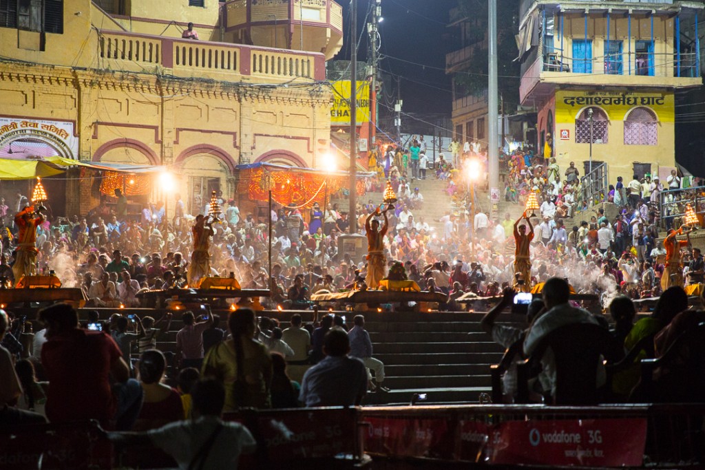 Evening Ganga Arati in Varanasi. October 3, 2016
