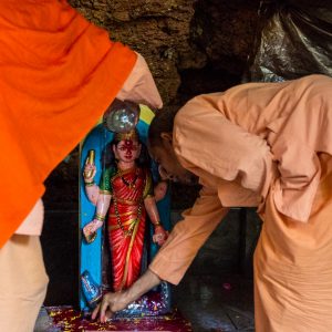 Swami Govindananda and Swami Nivedananda worship Ganga Ma. ©robertmoses